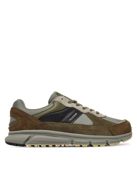 Tommy Hilfiger Laisvalaikio batai Hilfiger Mix Material Runner Spalvota pilka