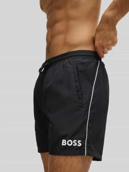 Kąpielówki z lamówką w kontrastowym kolorze model STARFISH Boss czarne