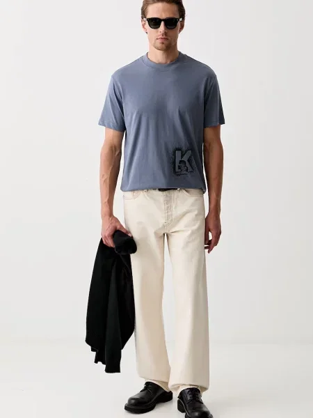 Karl Lagerfeld Jeans tričko pánske s bavlnou modrá