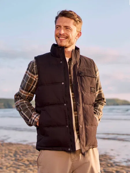 Fistral — kamizelka z bawełny ocieplana z podszewką typu Borg Black czarna