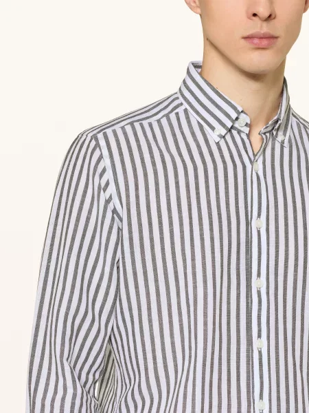 Strokesman's Košile Regular Fit S Lnem olivová bílá