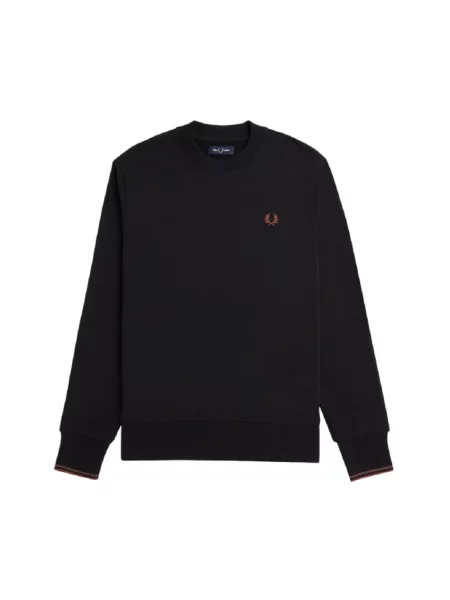 Haftowana bluza Fred Perry z okrągłym dekoltem czarna