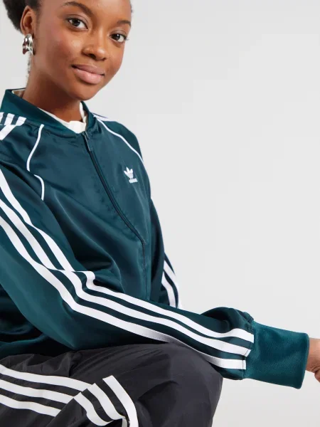 Satenski sportski komplet Adidas Originals sa dugačkim rukavima zelena