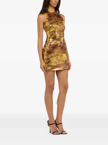 Rochie mini Roberto Cavalli cu paiete de costum maro