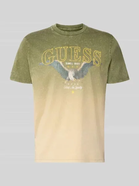 T-shirt o kroju regular fit z czystej bawełny model EAGLE SCOUT' Guess zielona