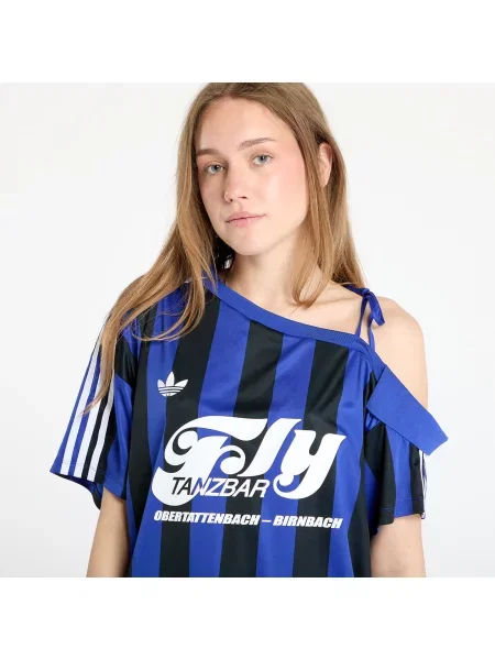 Тениска с яка adidas Originals Jersey дамска синьо черно