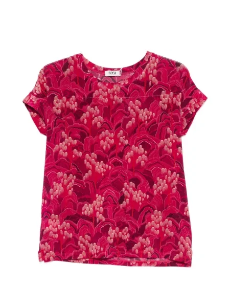 Tricou Siyu cu model floral cu imagine roz