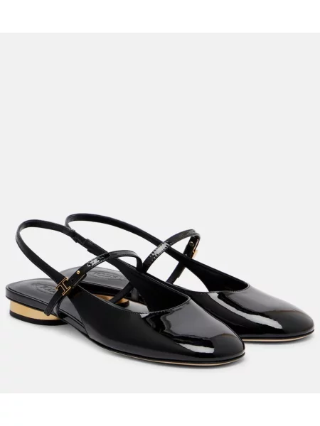 Balerini Tod's din piele de lac slingback negru