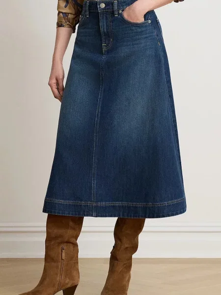 Lauren Ralph Lauren fustă evazată din denim albastru