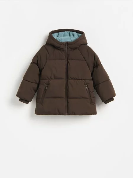 Reserved Zateplená bunda s kapucňou hnedá