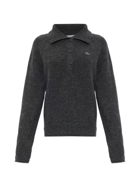 Gulerat lung tricou polo Lacoste gri