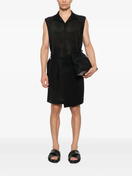 Αμάνικο πλισέ polo Homme Plissé Issey Miyake μαύρο