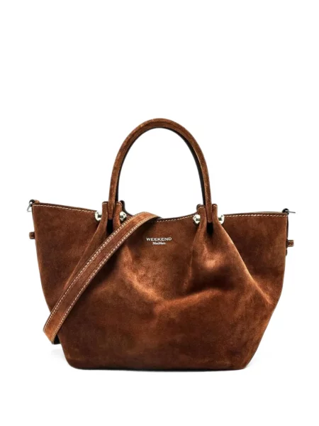 Semišová shopper kabelka Weekend Max Mara hnědá