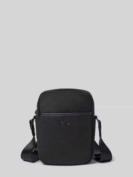 Torba na ramię z detal z logo Lacoste czarna