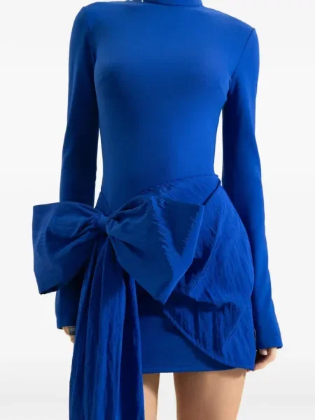 Rochie maxi David Koma cu funde lungă de costum albastru