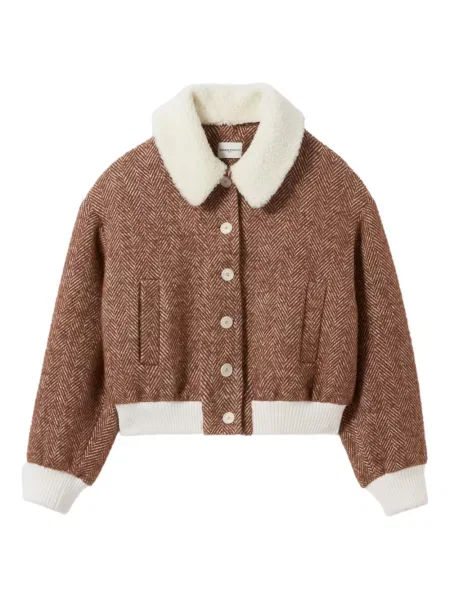 Kurtka bomber Claudie Pierlot w jodełkę brązowy