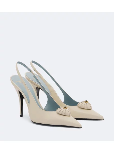 Pantofi cu toc Valentino Garavani din piele slingback alb