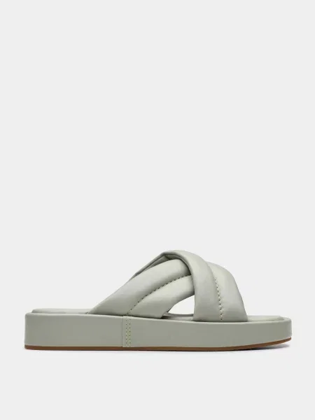 Кожаные шлепанцы Clarks зеленые