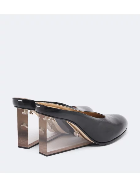 Kožené mules Maison Margiela na kline čierna