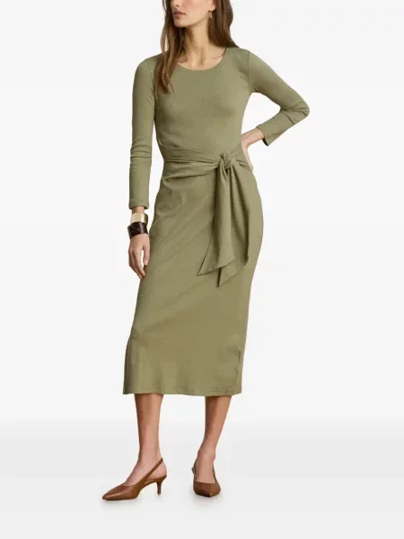 Cu centură rochie midi Lauren Ralph Lauren verde