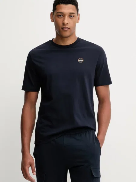 Тениска Napapijri S-Badge тъмносиньо с апликация синьо
