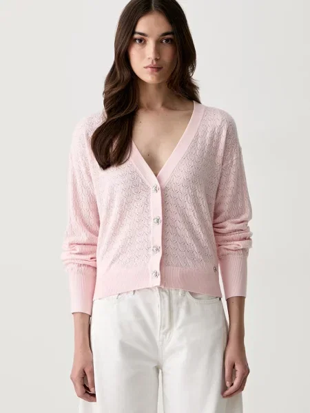 Guess cardigan pentru femei cu vâscoză NINA roz