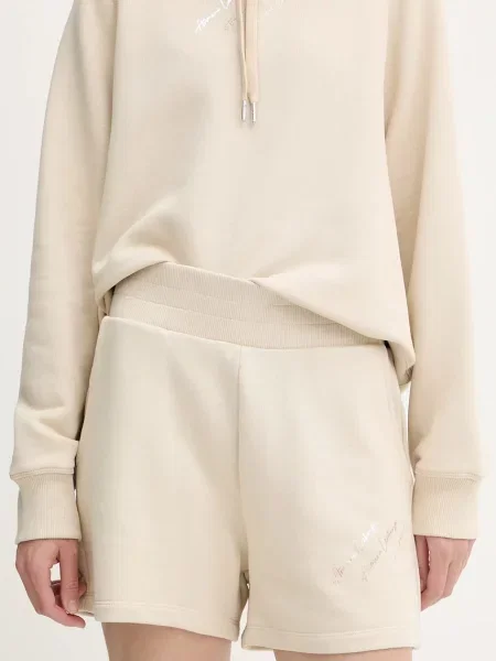 Armani Exchange pantaloni scurți uni high waist bej