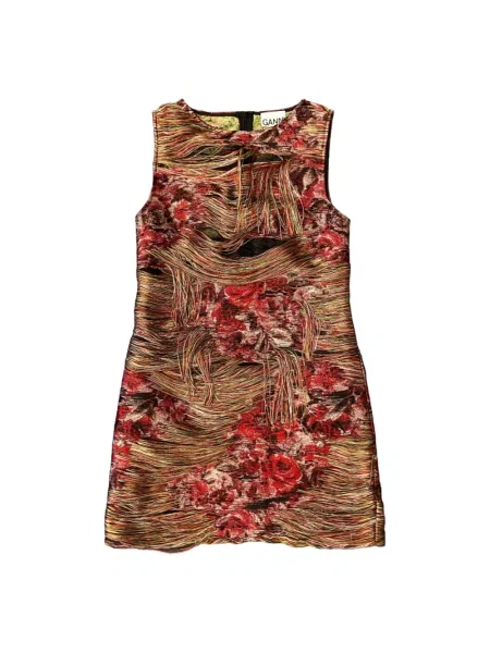 Sukienka mini Ganni z frędzli z organzy garniturowa