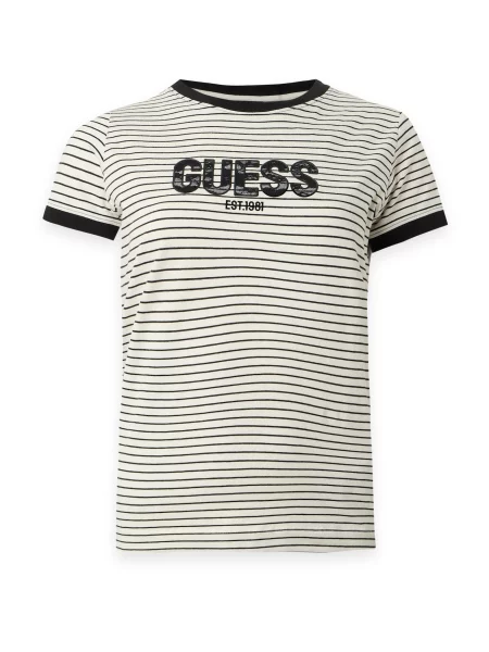 GUESS Tricou crem negru