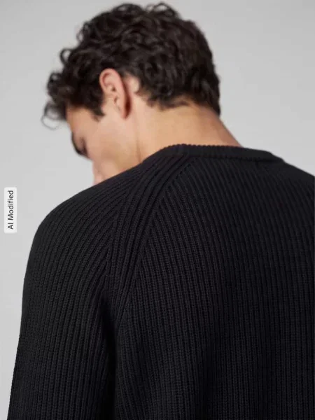 Sweter z bawełny w kroju regular fit z czystej bawełny model BRAUN' Selected czarny