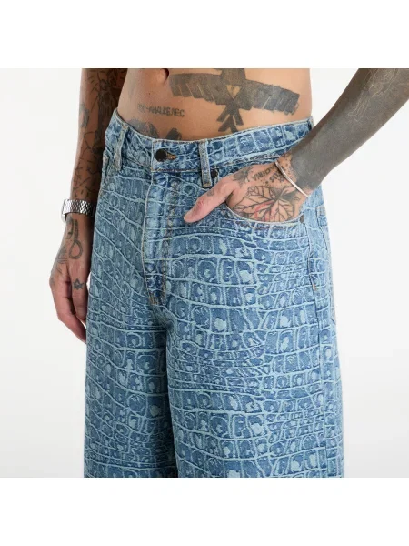 Τζιν Daily Paper Croc Jacquard Oversized Jeans Blue S μπλε