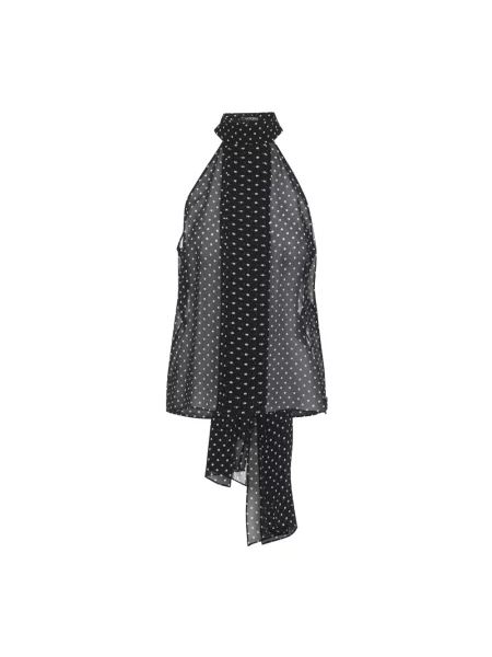 Top Tom Ford w grochy wiązany z dekoltem halter czarny