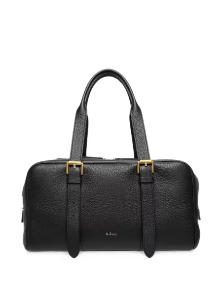 Δερμάτινη τσάντα shopper Mulberry με αγκράφα μαύρο