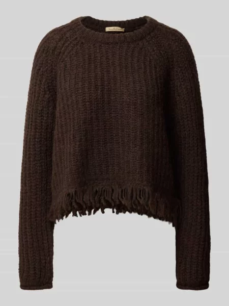 Sweter z dzianiny w kroju regular fit z mieszanki wełny z frędzlami Smith And Soul
