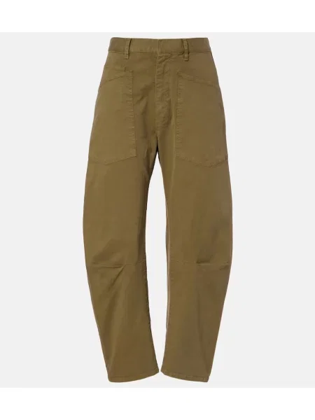 Pantaloni Nili Lotan din țesătură twill verde