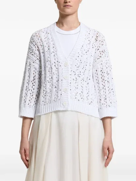 Cardigan Peserico cu paiete tricotate alb