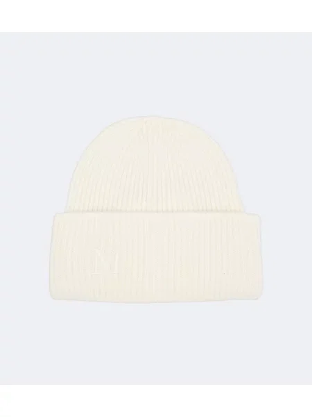 Căciulă Max Mara cu broderie din cașmir alb