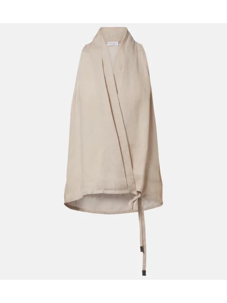 Top Brunello Cucinelli de in cu gât halter plic bej