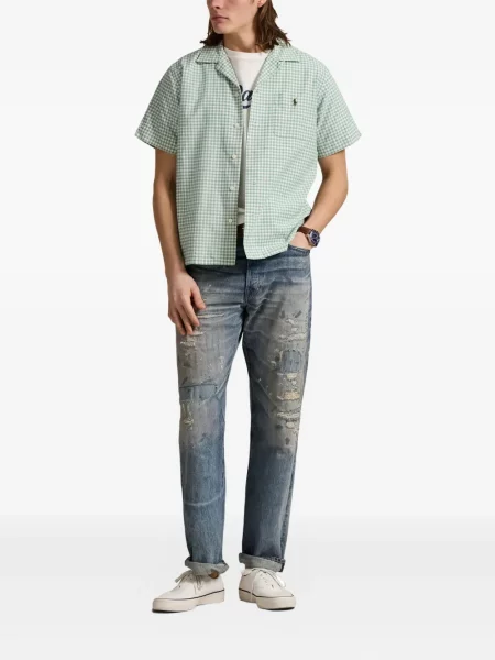 Șapcă Polo Ralph Lauren din fleece cu dungi cu volane albastru