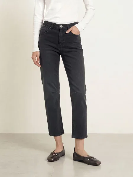 Opus Pants Barrel Džíny Melly Relax dark grey šedé