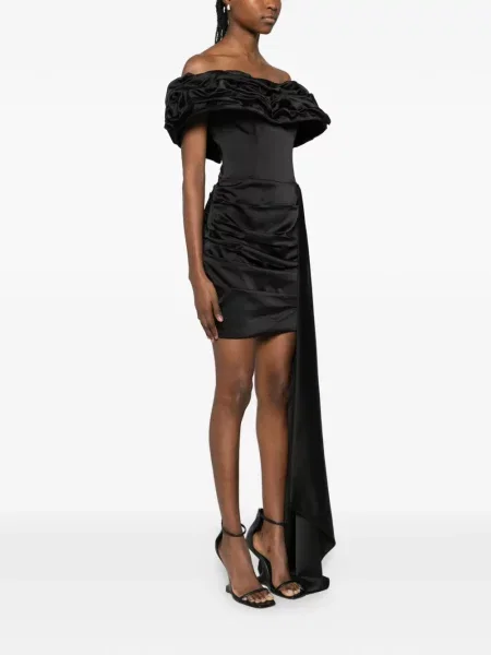 Rochie Mitiliane Couture cu volane de costum negru