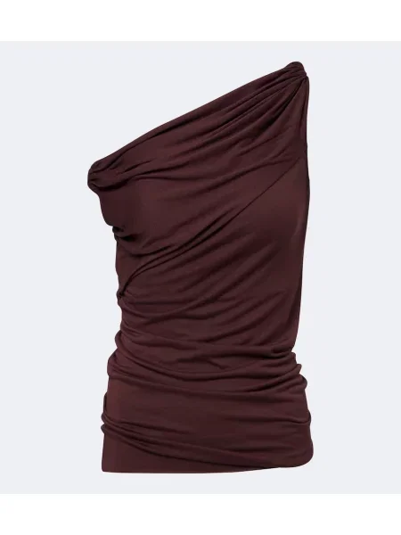 Top Rick Owens din jerseu drapat cu un umăr gol