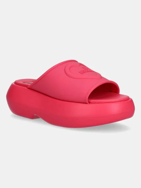 Love Moschino klapki na platformie różowy