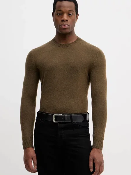 Пуловер с вълна Sisley зелено