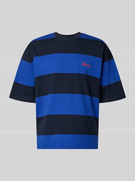 Oversized T-shirt z Wyhaftowane logo Review granatowa
