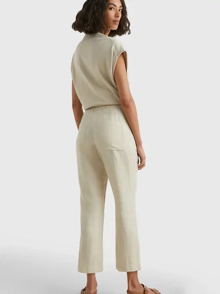 Лляні штани Tommy Hilfiger бежеві