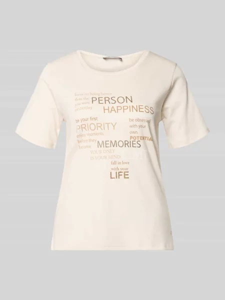 T-shirt z obszyciem z kamieni stras Monari biała