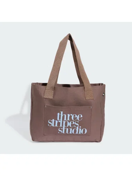 TORBA THREE STRIPES STUDIO CANVAS TOTE BAG brązowa