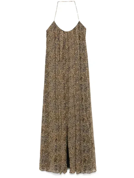 Rochie maxi Amen cu imagine cu model leopard de costum maro