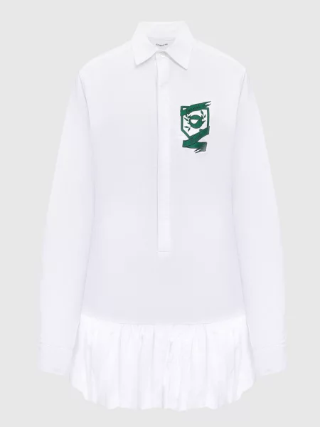 Сукня-сорочка з вишивкою логотипа Coperni біла